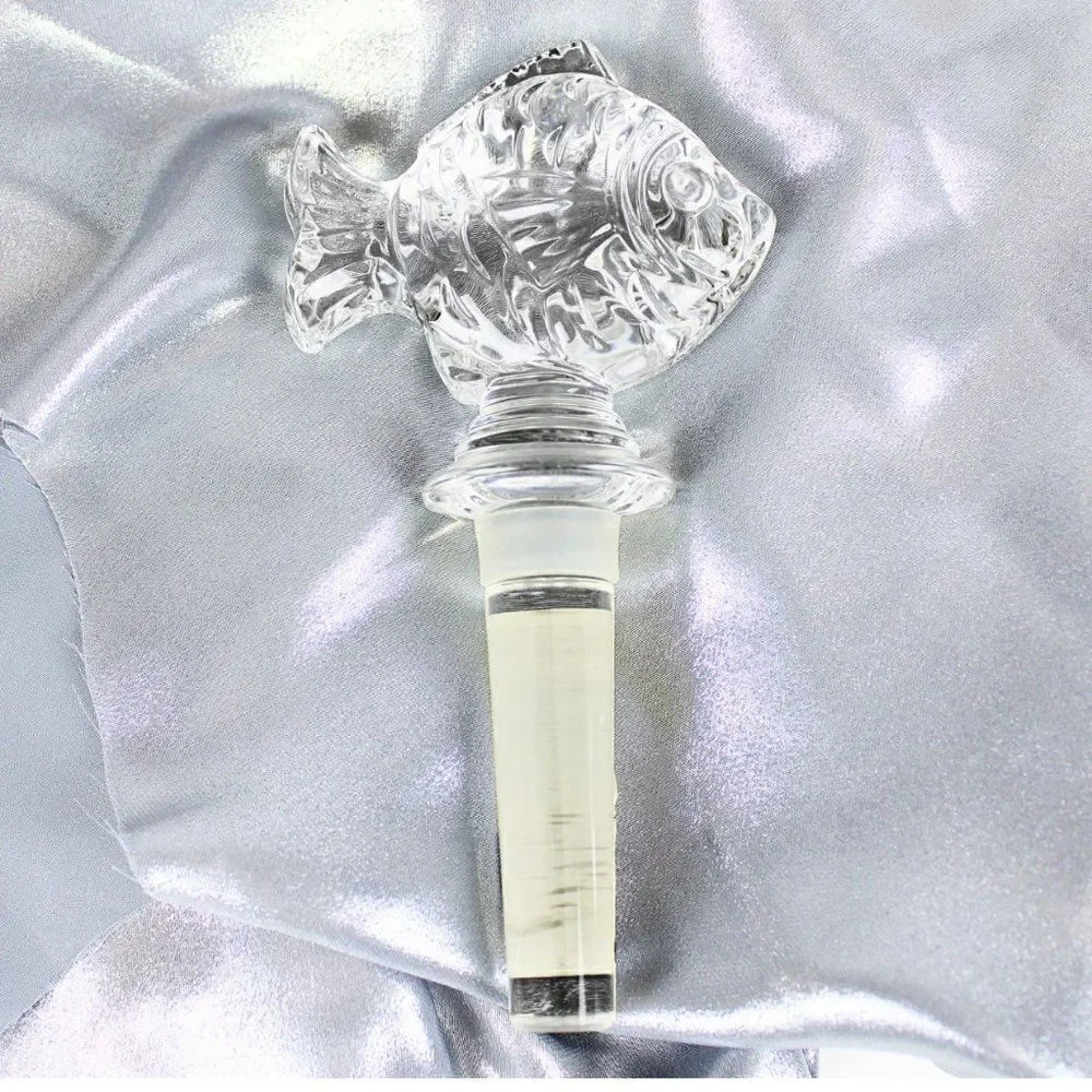 Crystal Fish Wine Bottle Stopper Mikasa Natures Catch Heavy Lead Crystal 5.25